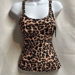 Adisputent women’s cheetah print tankini top. Size S. NWT